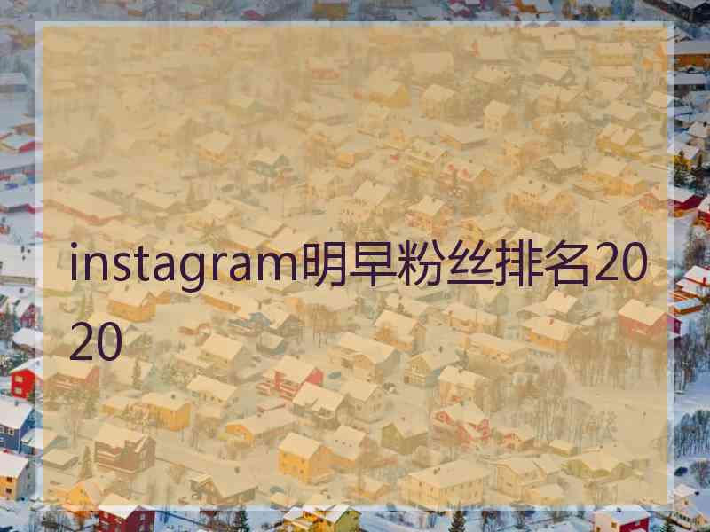 instagram明早粉丝排名2020