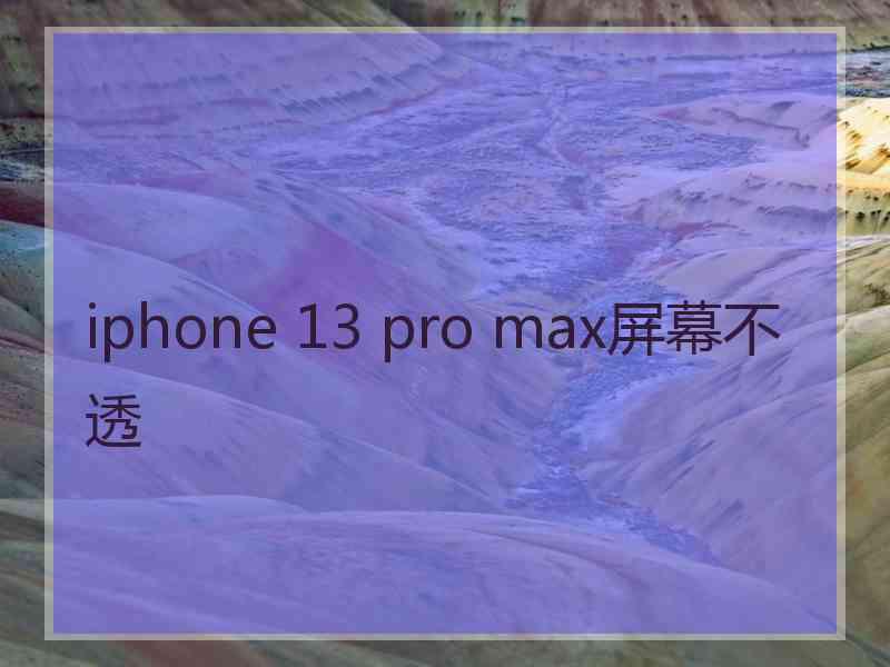 iphone 13 pro max屏幕不透