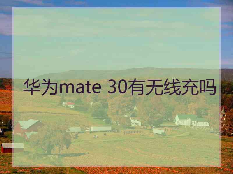 华为mate 30有无线充吗