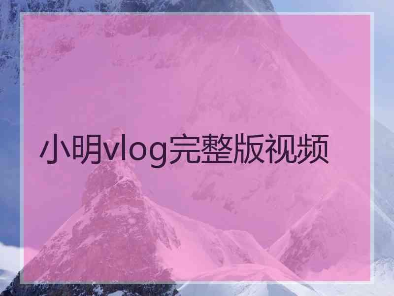 小明vlog完整版视频