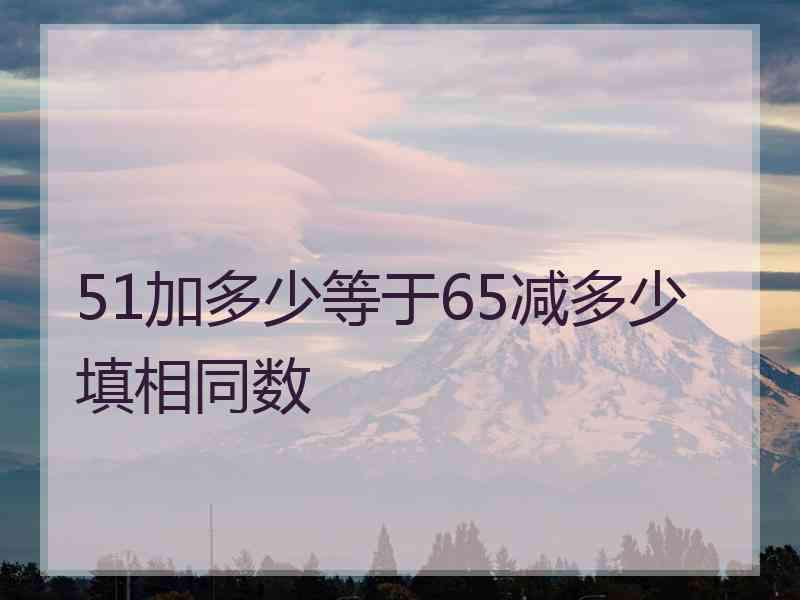 51加多少等于65减多少填相同数