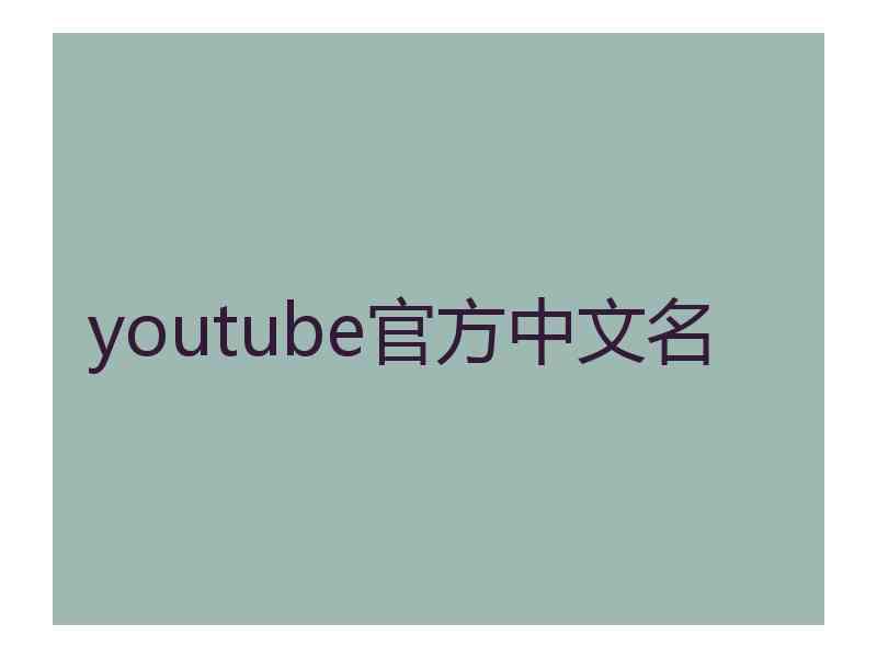 youtube官方中文名