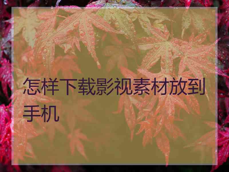 怎样下载影视素材放到手机