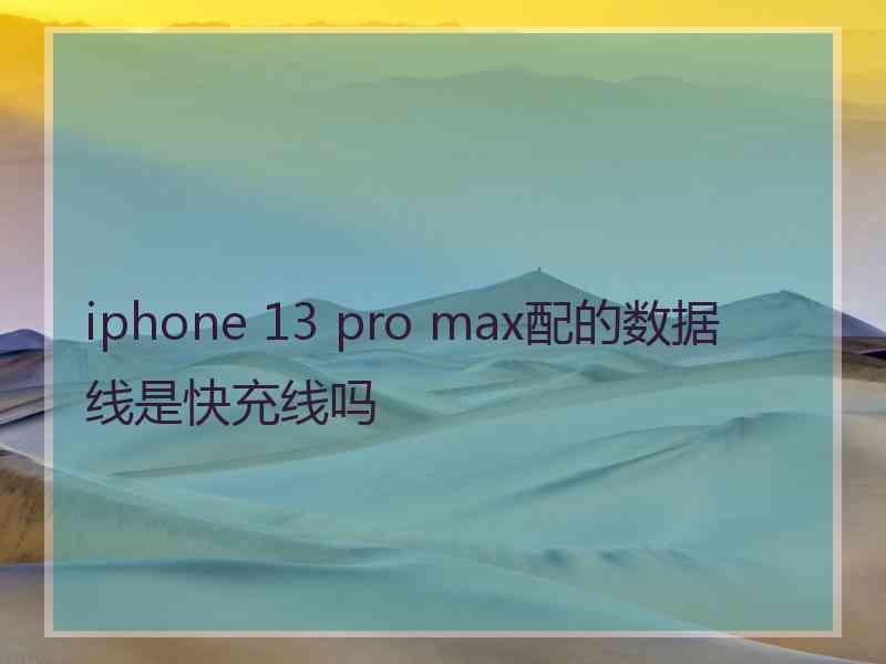 iphone 13 pro max配的数据线是快充线吗