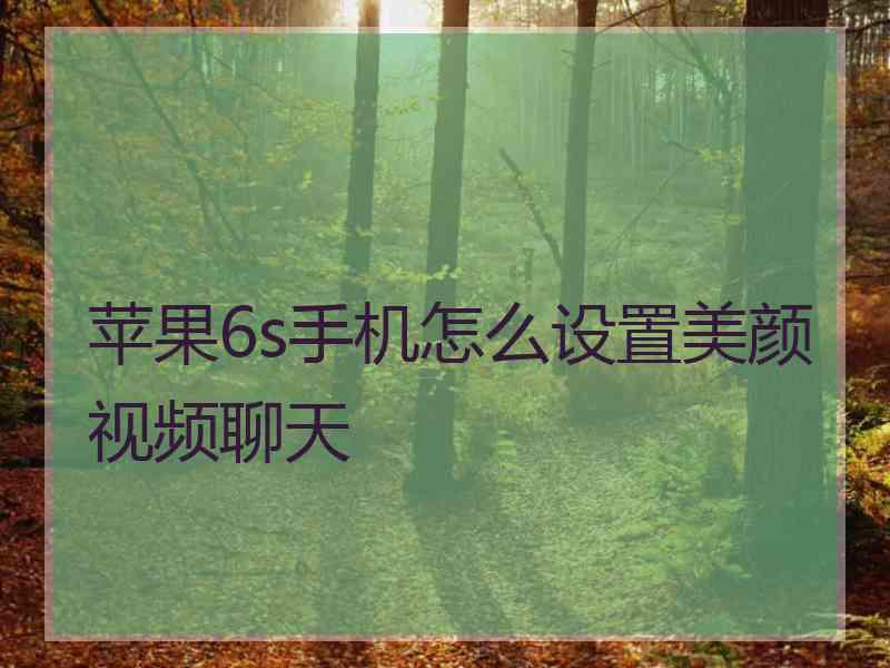 苹果6s手机怎么设置美颜视频聊天