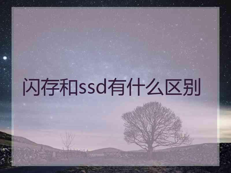 闪存和ssd有什么区别