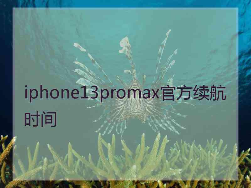 iphone13promax官方续航时间