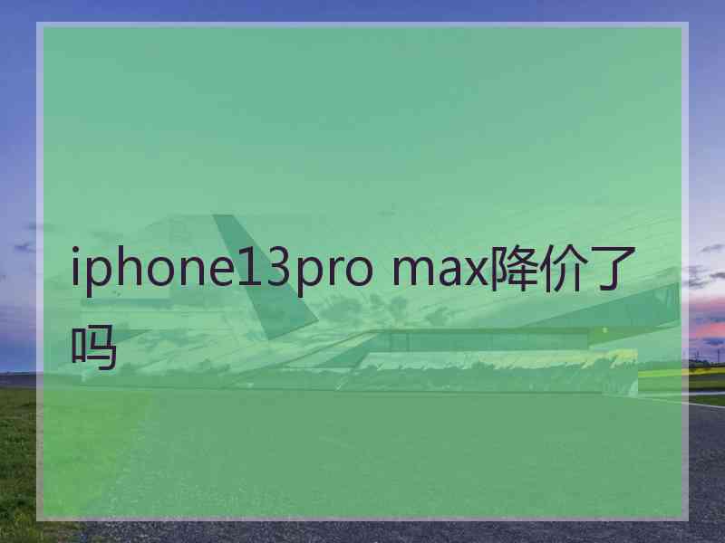 iphone13pro max降价了吗