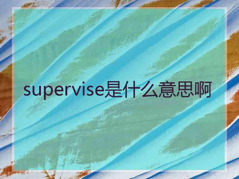 supervise是什么意思啊