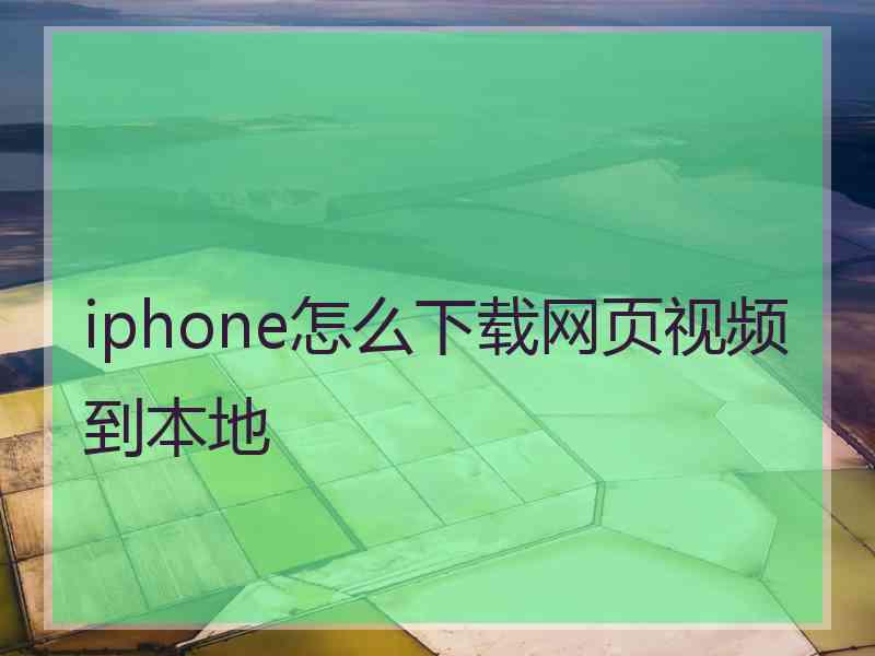 iphone怎么下载网页视频到本地