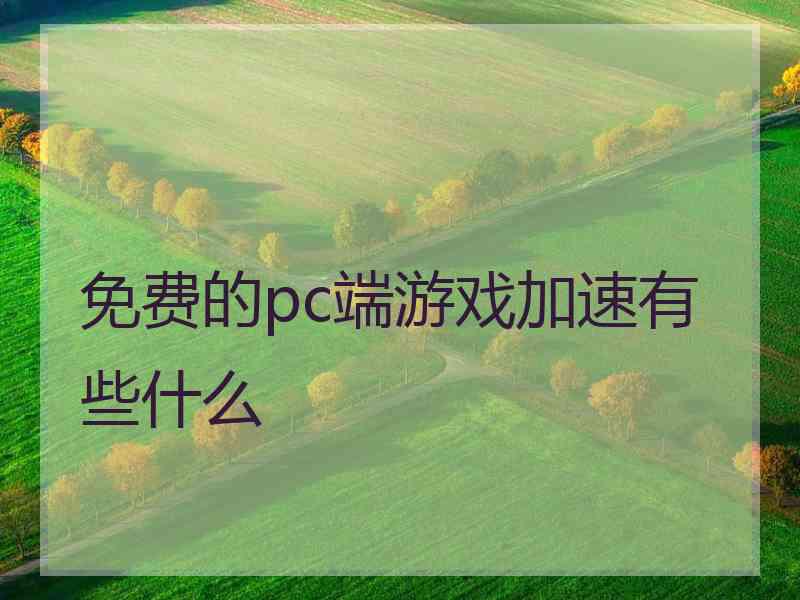 免费的pc端游戏加速有些什么