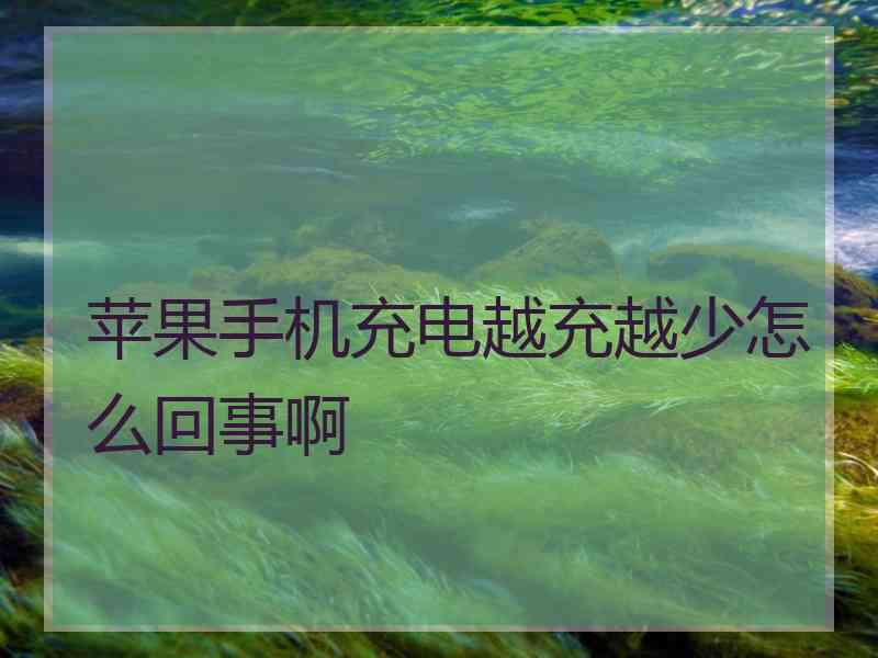 苹果手机充电越充越少怎么回事啊