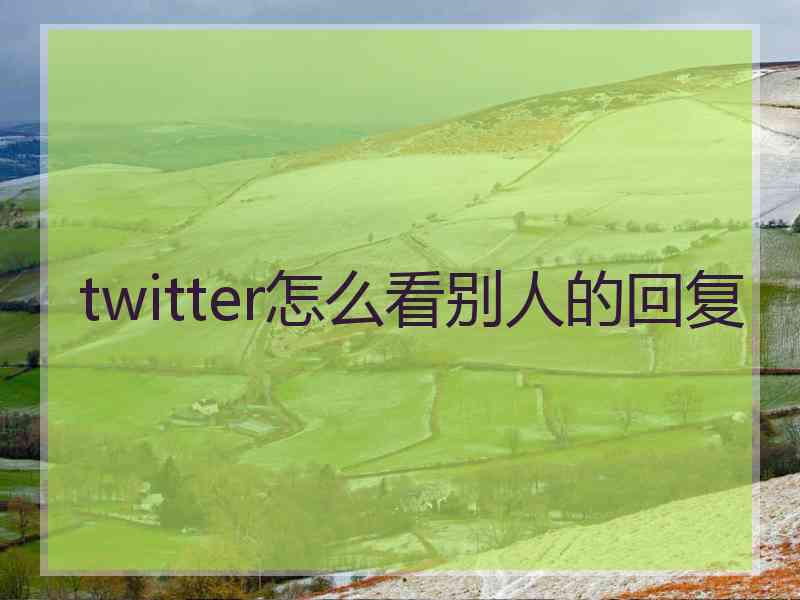 twitter怎么看别人的回复