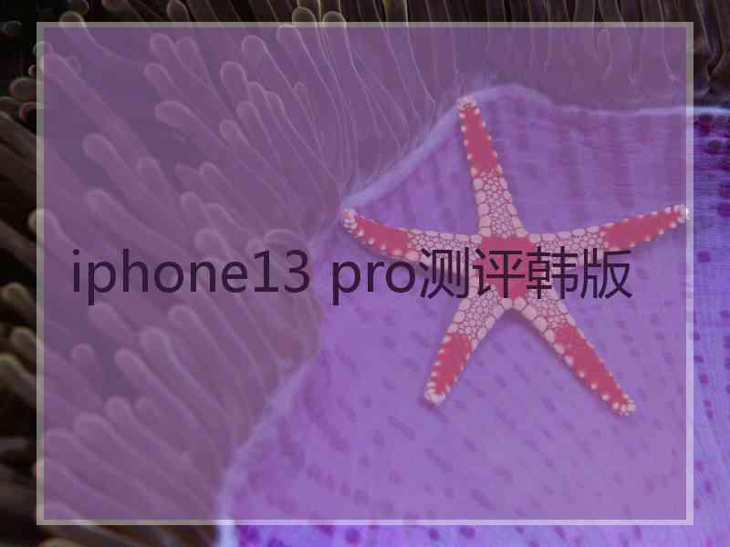 iphone13 pro测评韩版