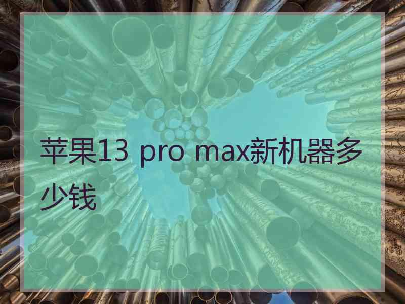 苹果13 pro max新机器多少钱