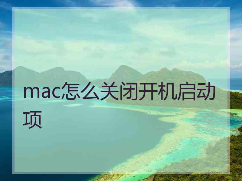 mac怎么关闭开机启动项