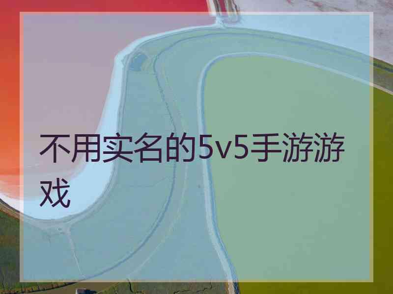 不用实名的5v5手游游戏