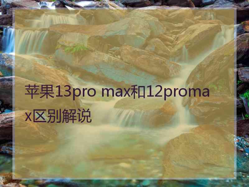 苹果13pro max和12promax区别解说