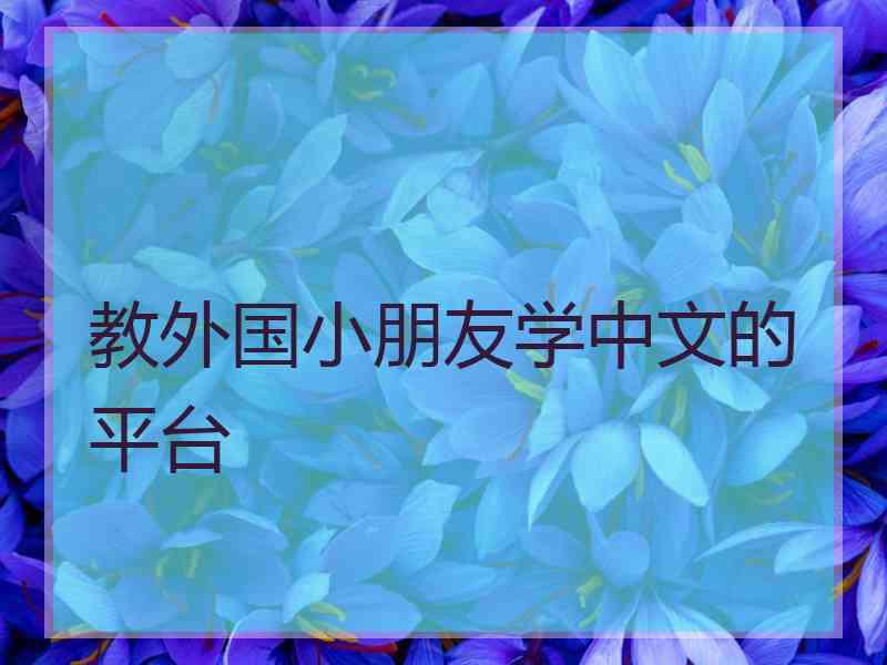 教外国小朋友学中文的平台