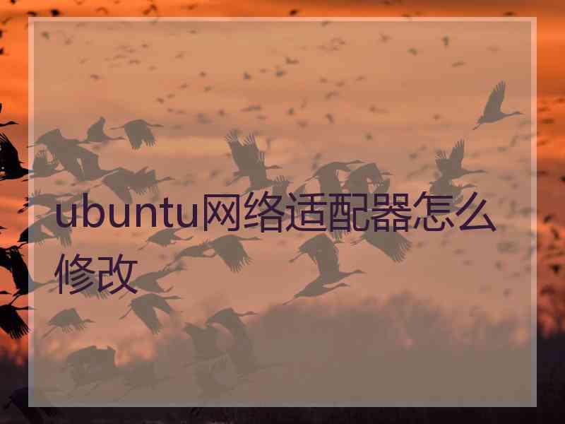 ubuntu网络适配器怎么修改