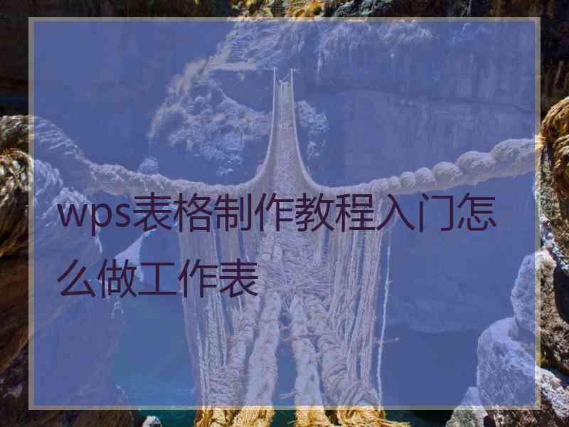 wps表格制作教程入门怎么做工作表