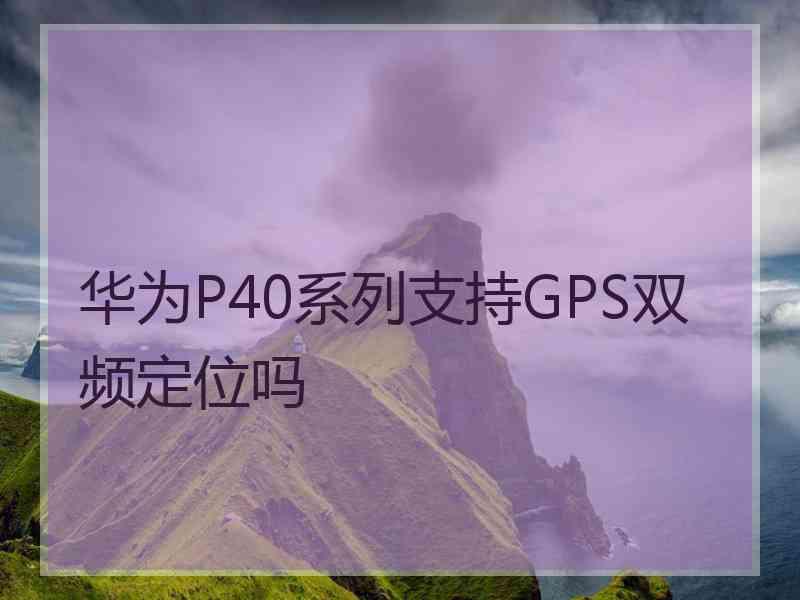 华为P40系列支持GPS双频定位吗