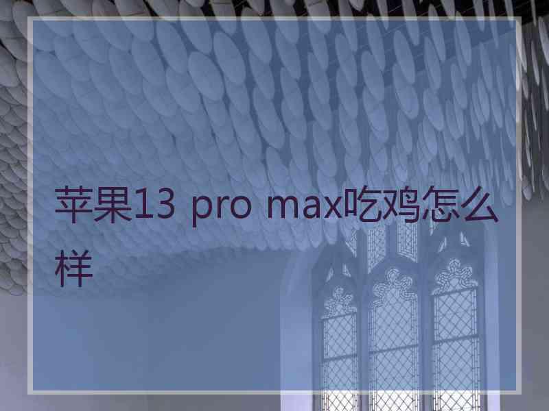 苹果13 pro max吃鸡怎么样