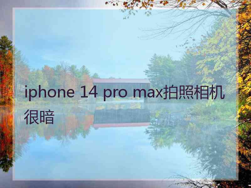 iphone 14 pro max拍照相机很暗