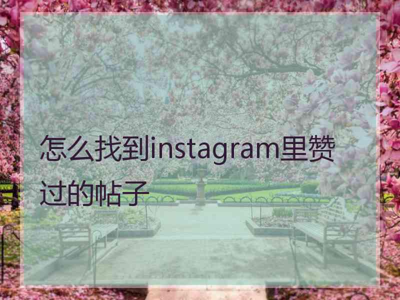 怎么找到instagram里赞过的帖子