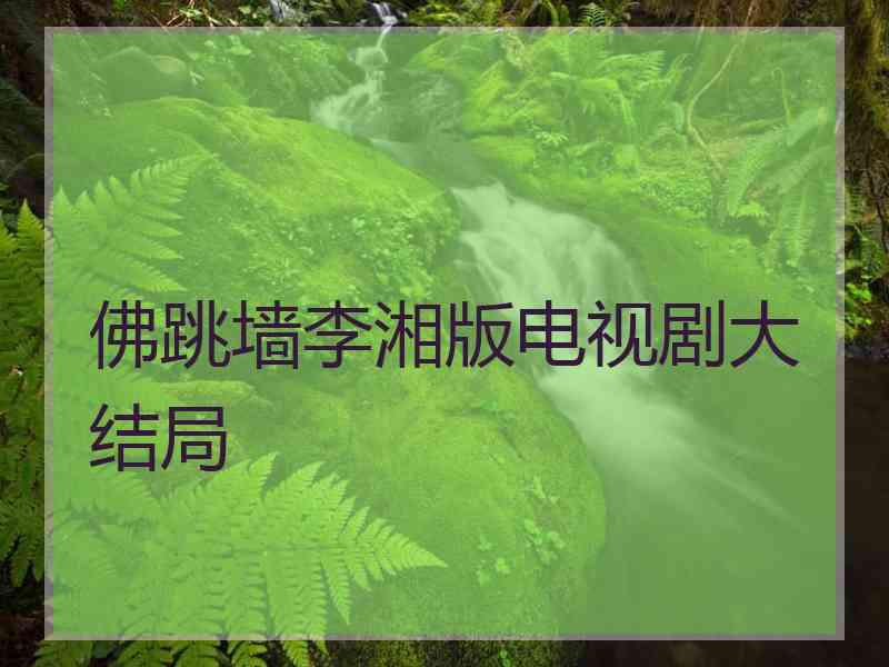 佛跳墙李湘版电视剧大结局