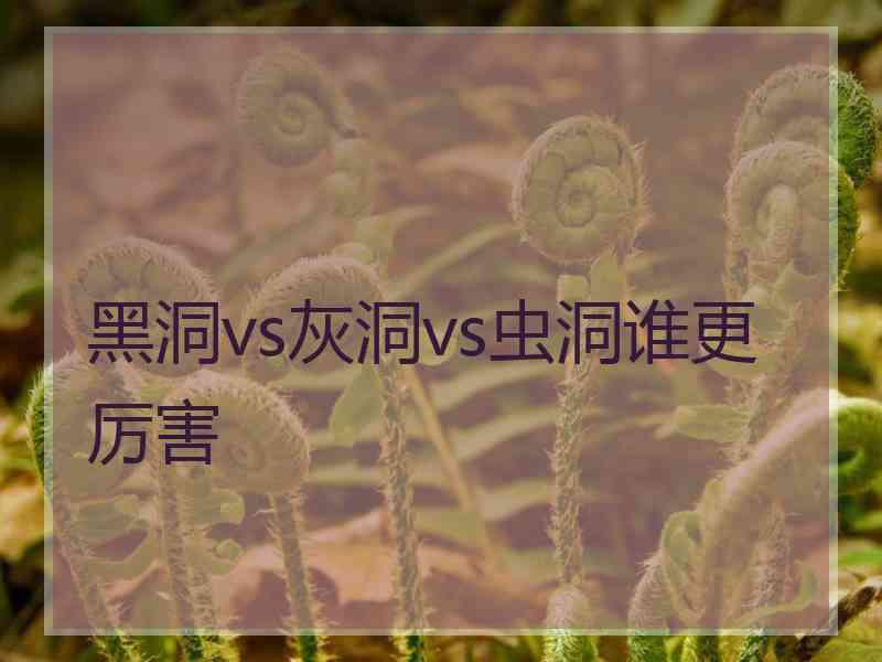 黑洞vs灰洞vs虫洞谁更厉害