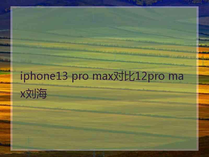 iphone13 pro max对比12pro max刘海