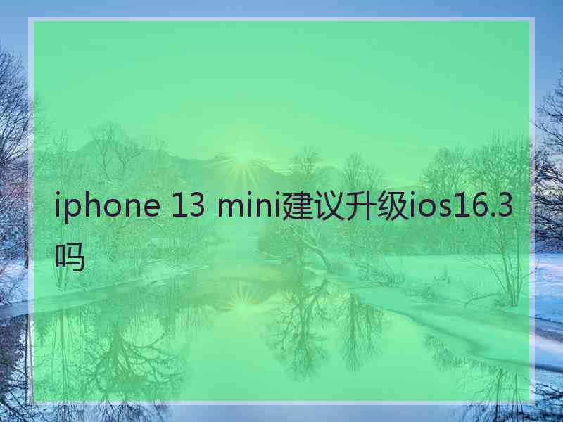 iphone 13 mini建议升级ios16.3吗