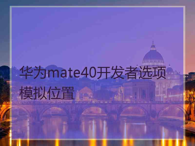 华为mate40开发者选项模拟位置