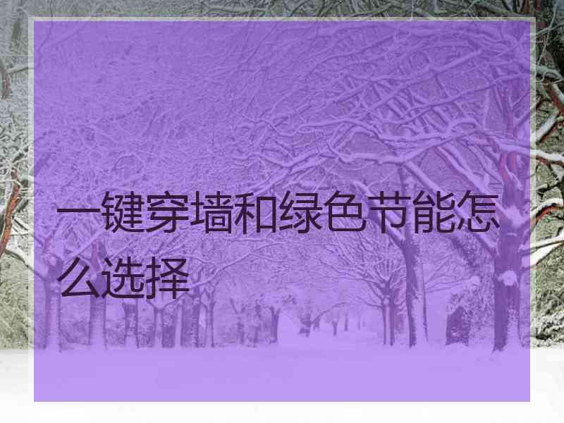 一键穿墙和绿色节能怎么选择