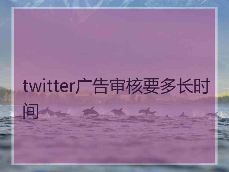 twitter广告审核要多长时间