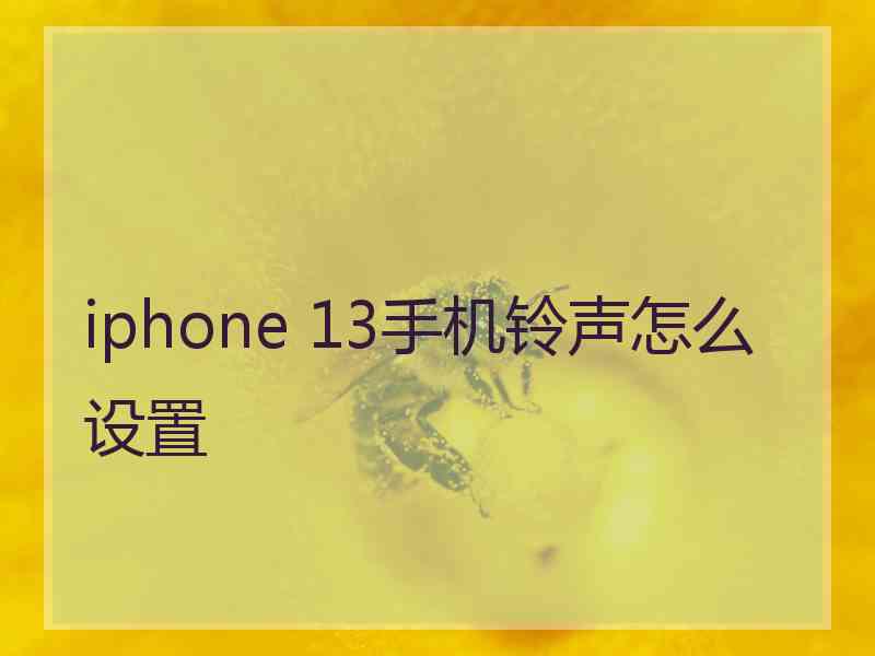 iphone 13手机铃声怎么设置