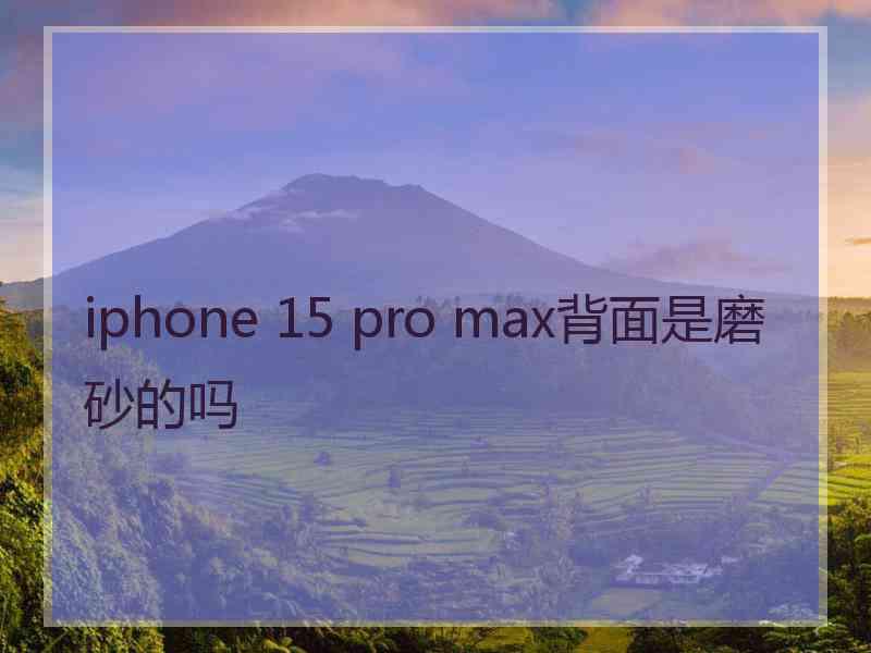 iphone 15 pro max背面是磨砂的吗