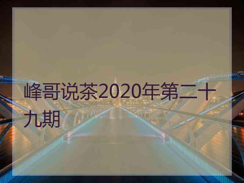 峰哥说茶2020年第二十九期