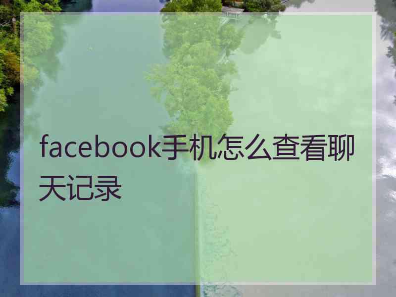 facebook手机怎么查看聊天记录