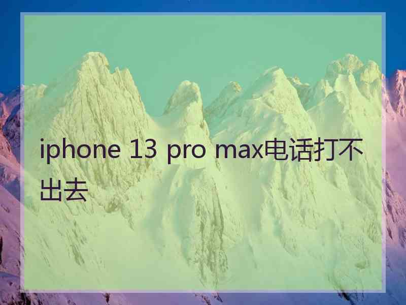 iphone 13 pro max电话打不出去