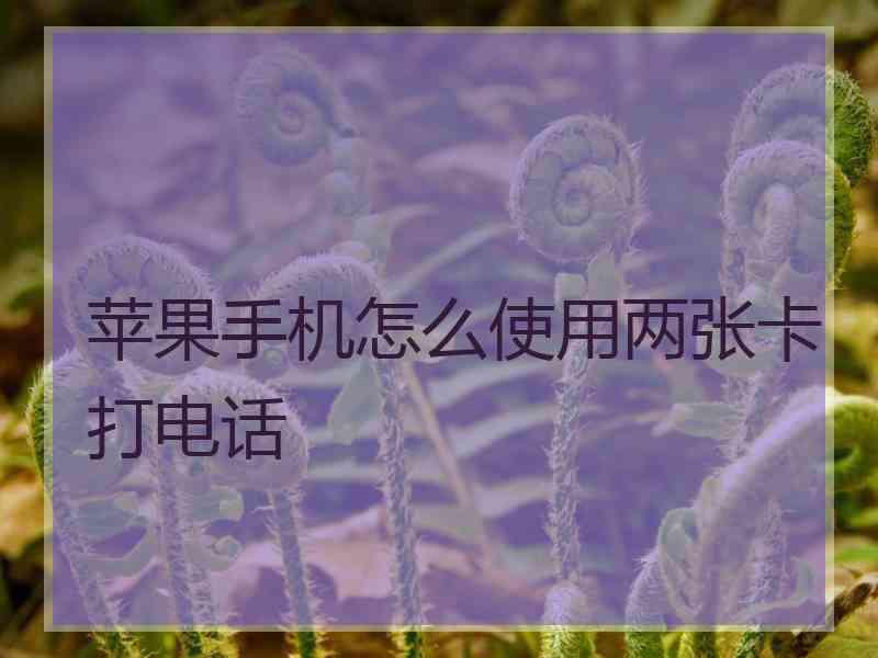 苹果手机怎么使用两张卡打电话