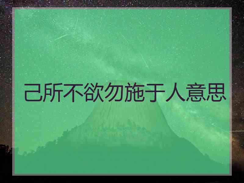 己所不欲勿施于人意思