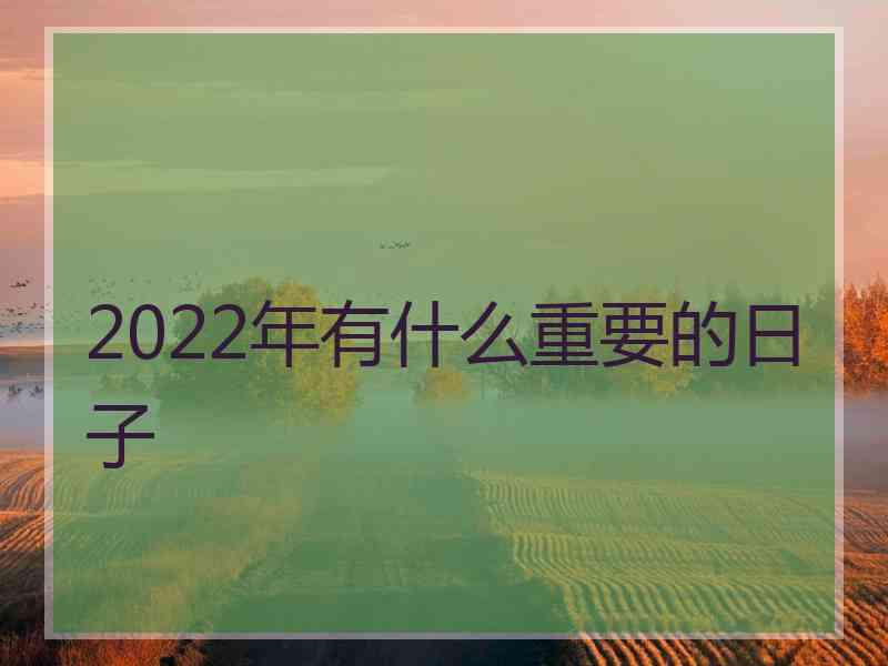 2022年有什么重要的日子