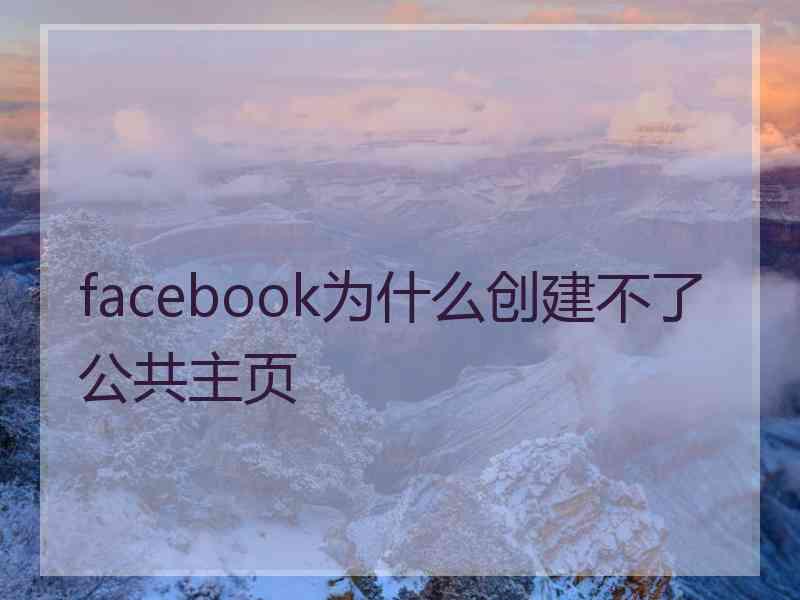 facebook为什么创建不了公共主页