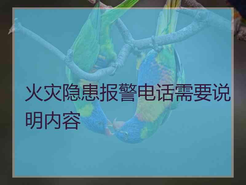 火灾隐患报警电话需要说明内容