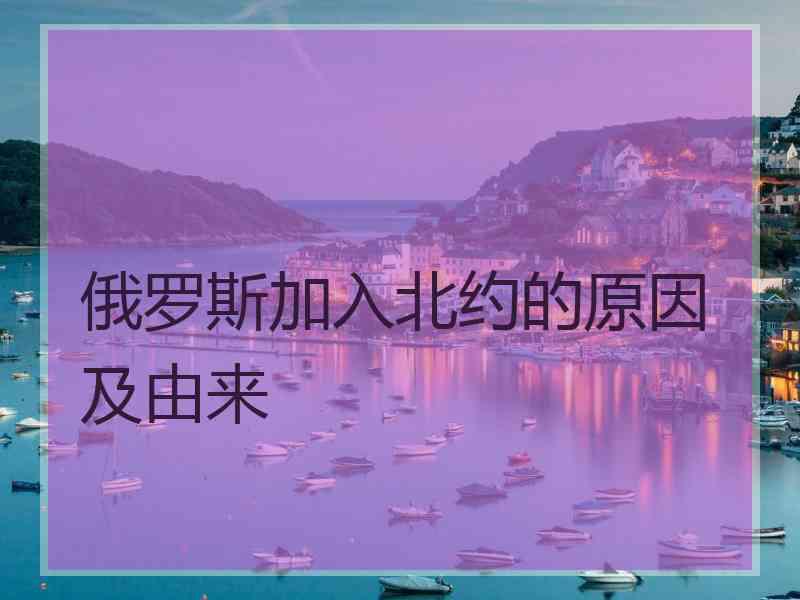 俄罗斯加入北约的原因及由来