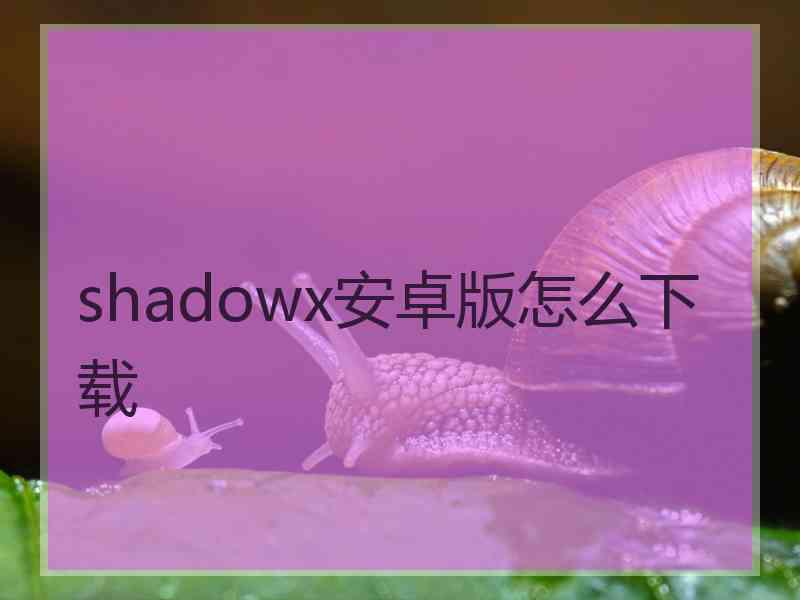 shadowx安卓版怎么下载