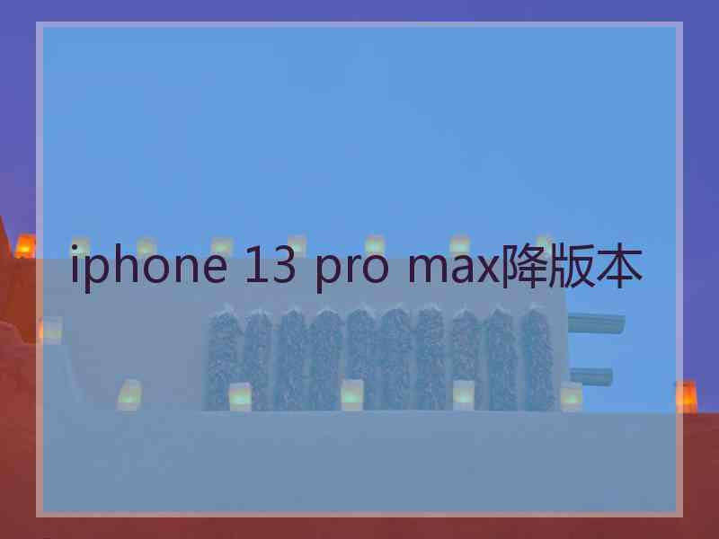 iphone 13 pro max降版本