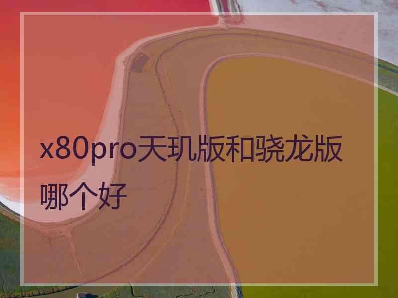 x80pro天玑版和骁龙版哪个好